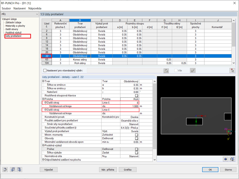 Nastavení pro okraj plochy