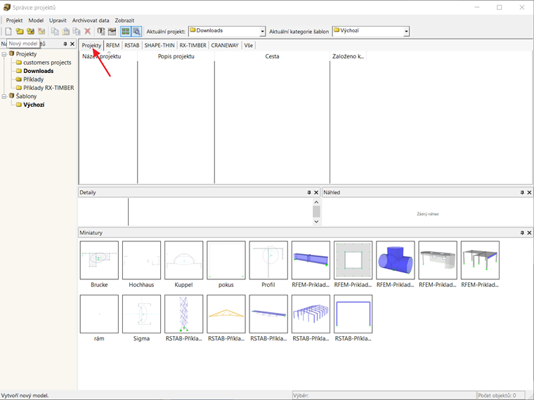 Tlačítko "Nový model" bez funkce
