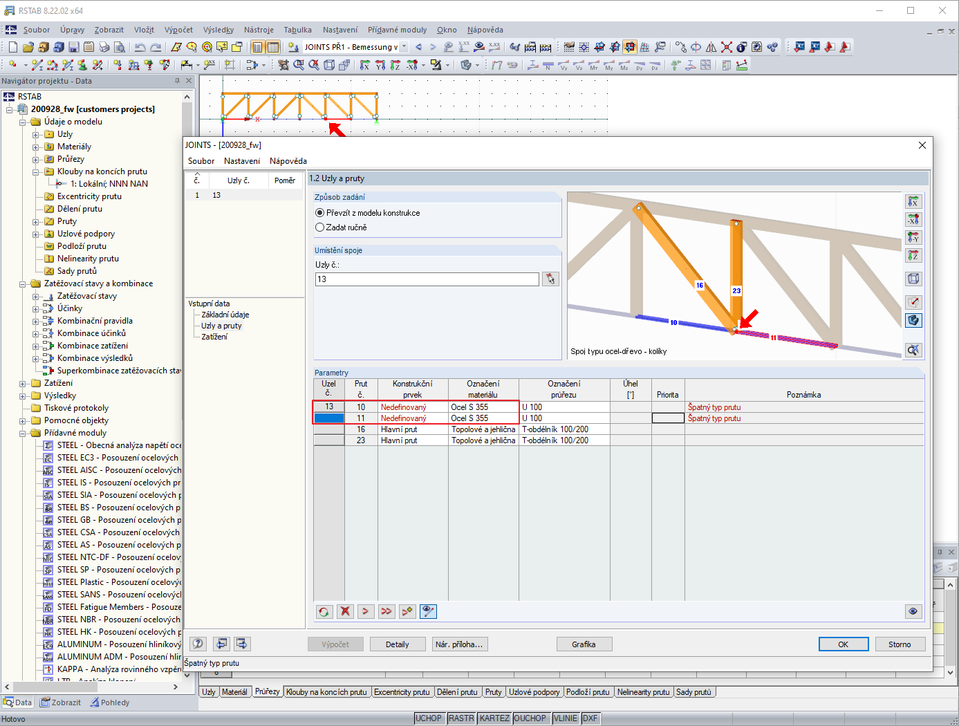Přídavný modul Zadání konstrukce z modelu