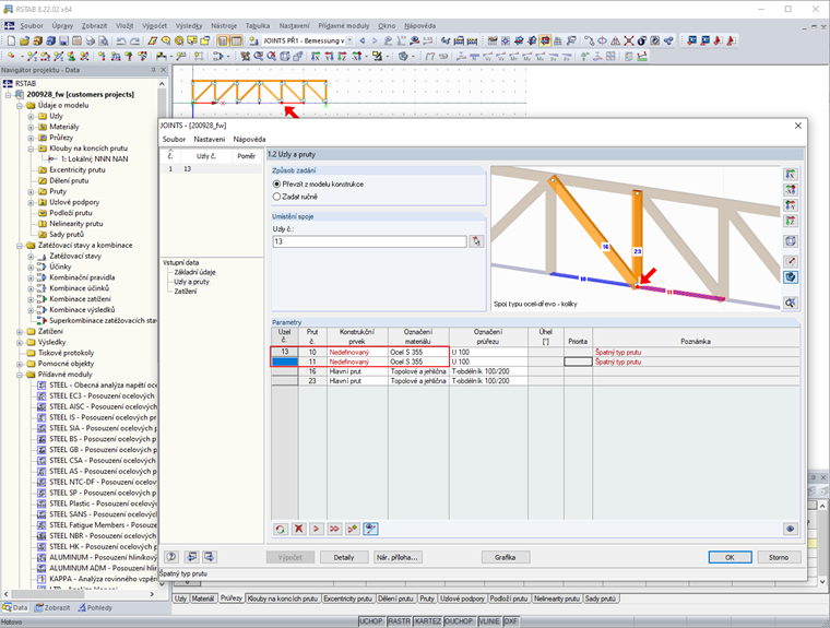 Přídavný modul Zadání konstrukce z modelu