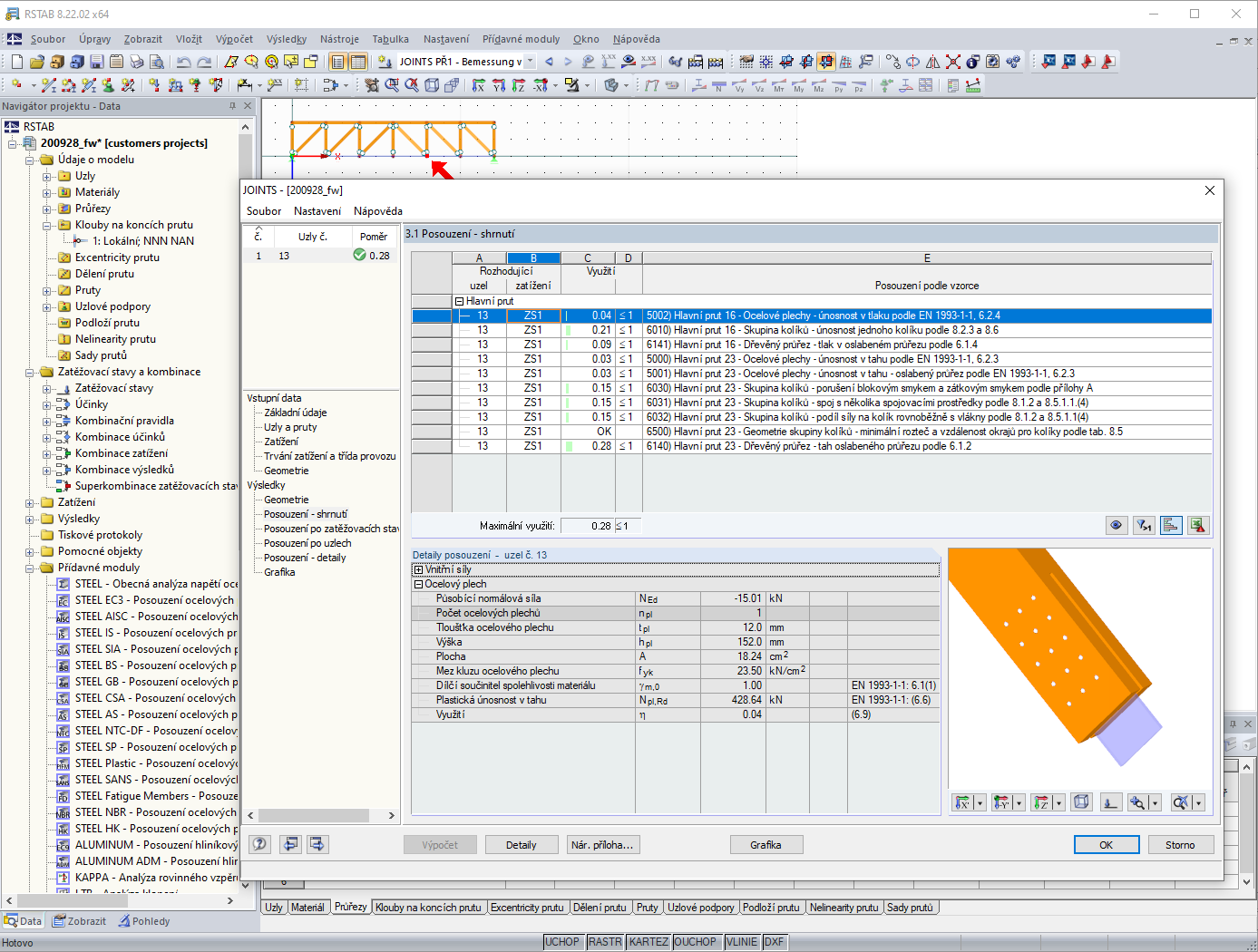 Přídavný modul Výsledky