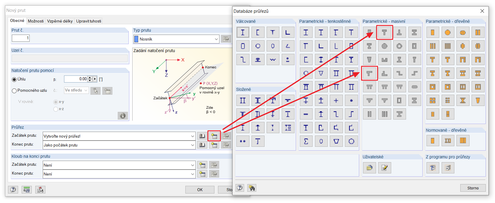 Parametrický masivní průřez deskového nosníku