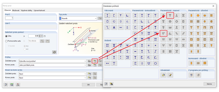 Parametrický masivní průřez deskového nosníku