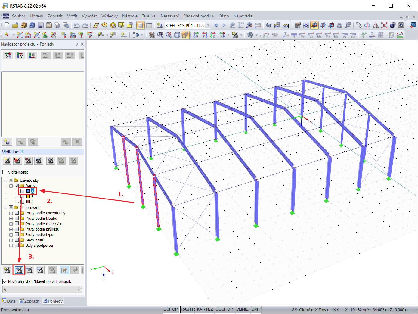 Přidání vybraných objektů do vybrané uživatelské viditelnosti