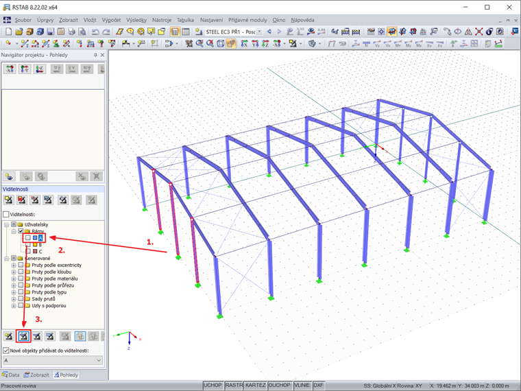 Přidání vybraných objektů do vybrané uživatelské viditelnosti