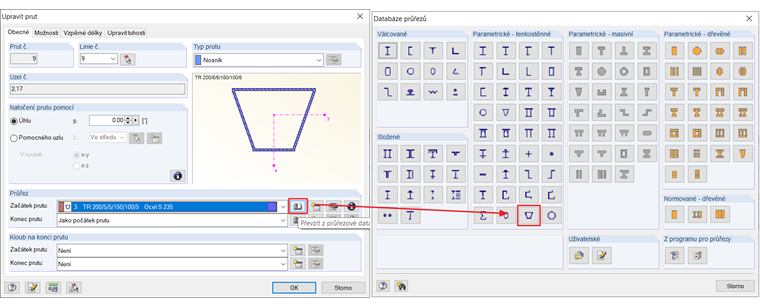 Lichoběžníkový dutý profil
