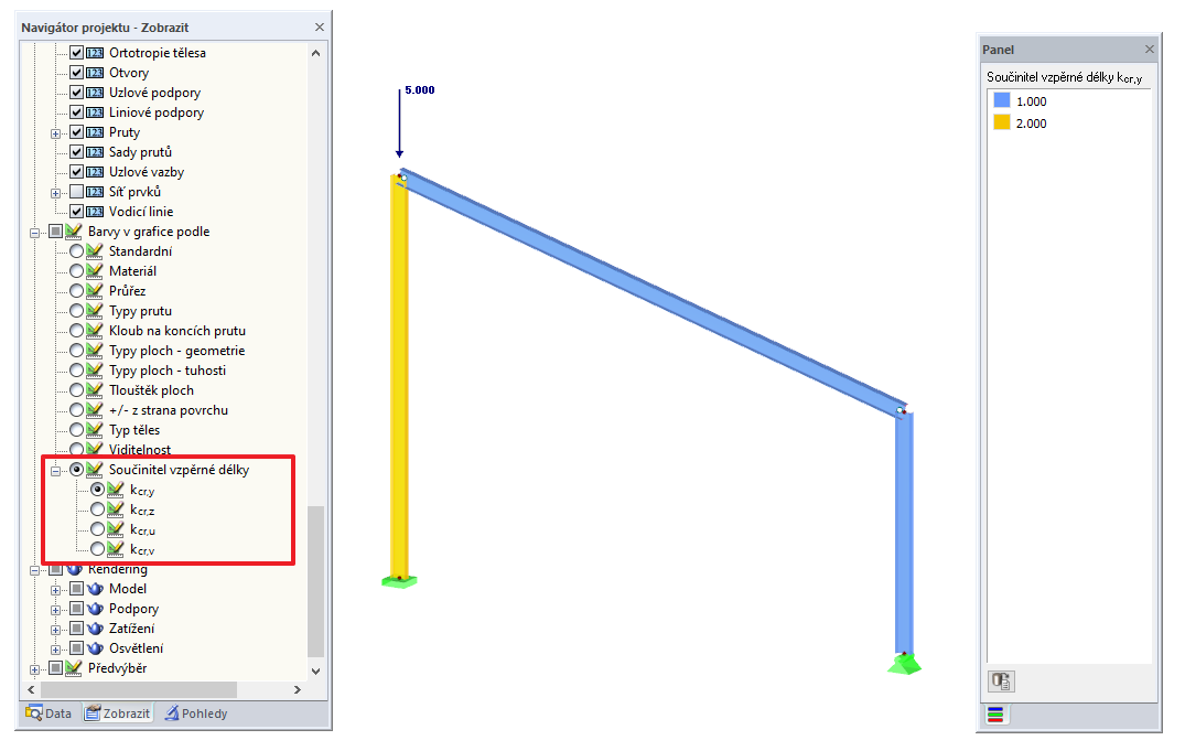 Barvy v grafice podle součinitele vzpěrné délky