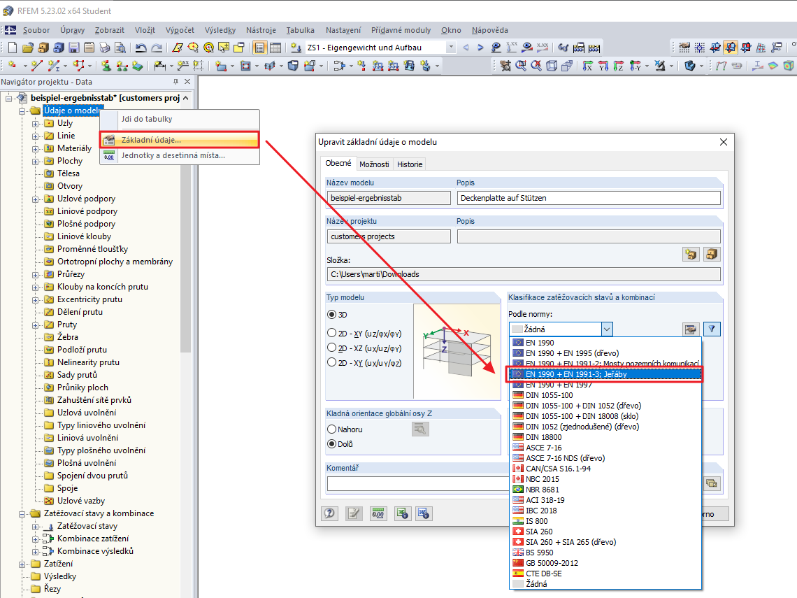 Základní údaje modelu