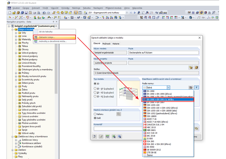 Základní údaje modelu