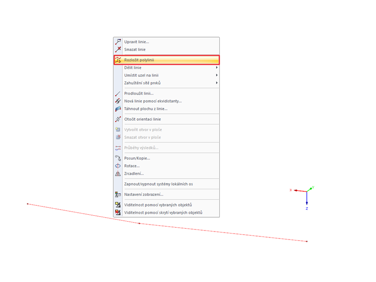 Funkce "Rozložit polylinii"