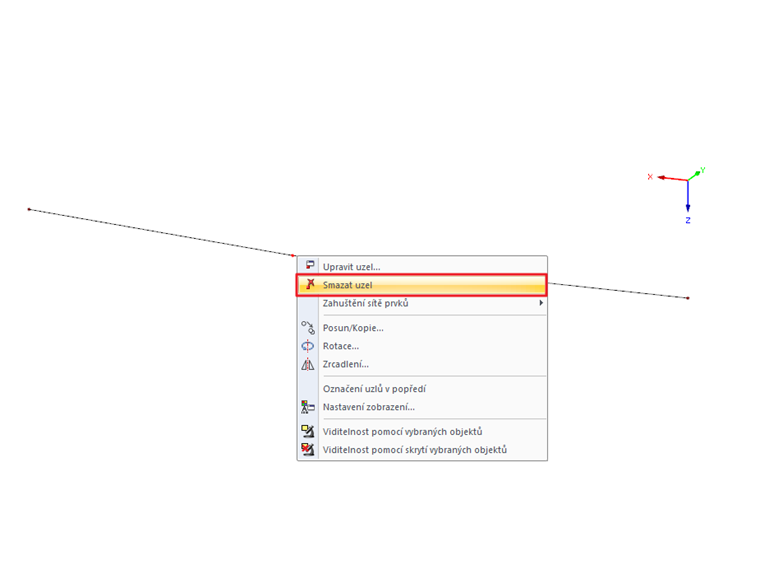 Funkce "Smazat uzel"