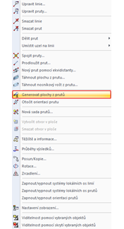 Místní nabídka: Vygenerovat plochy z prutu