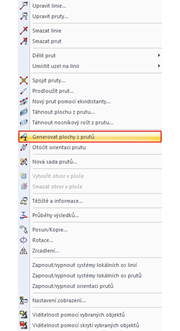 Místní nabídka: Vygenerovat plochy z prutu