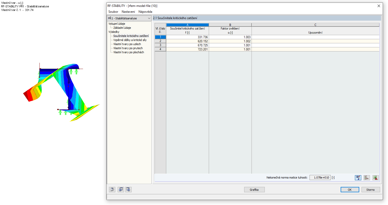 Analýza stability plošného modelu pomocí RF-STABILITY