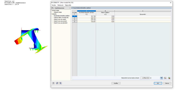 Analýza stability plošného modelu pomocí RF-STABILITY