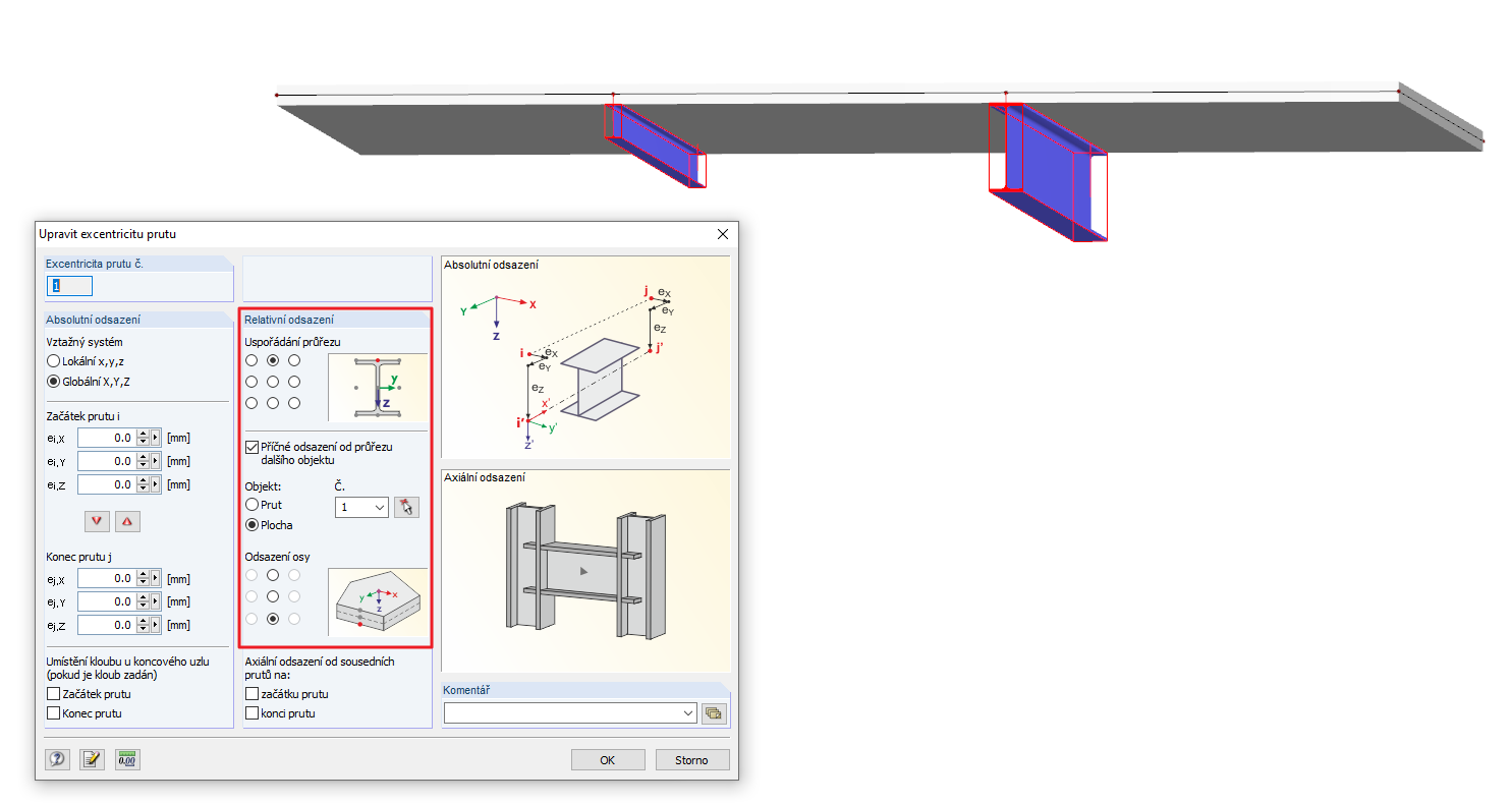Upravit excentricitu prutu