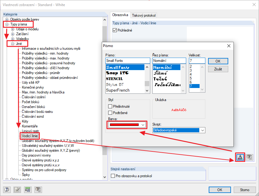 Vlastnosti zobrazení