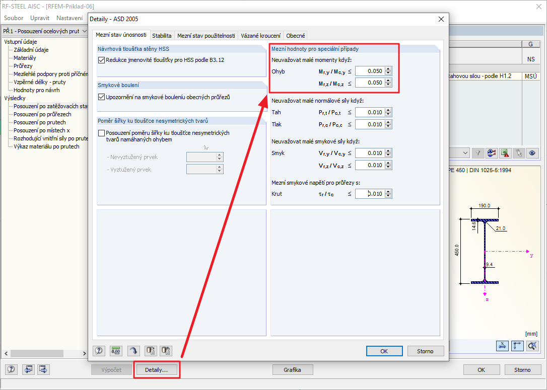 Mezní hodnoty pro speciální případy