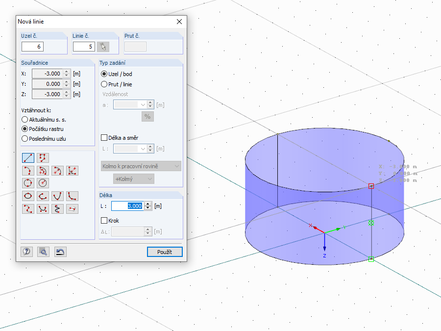 Nakreslete druhou linii do děleného válce
