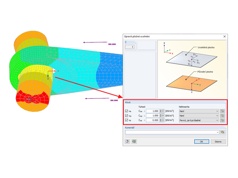 Dialog "Upravit typ plošného uvolnění"
