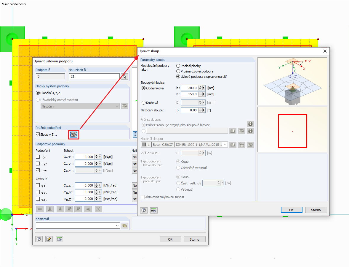 Dialog pro automatické zadání sloupu