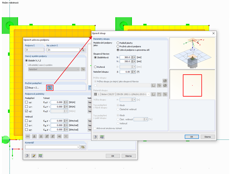 Dialog pro automatické zadání sloupu