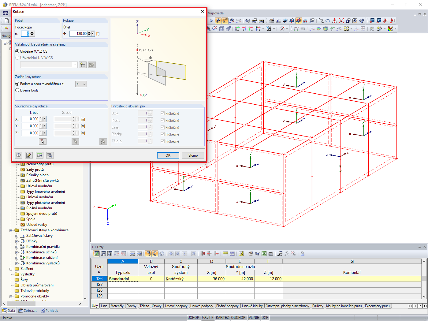 Otočení celého modelu.