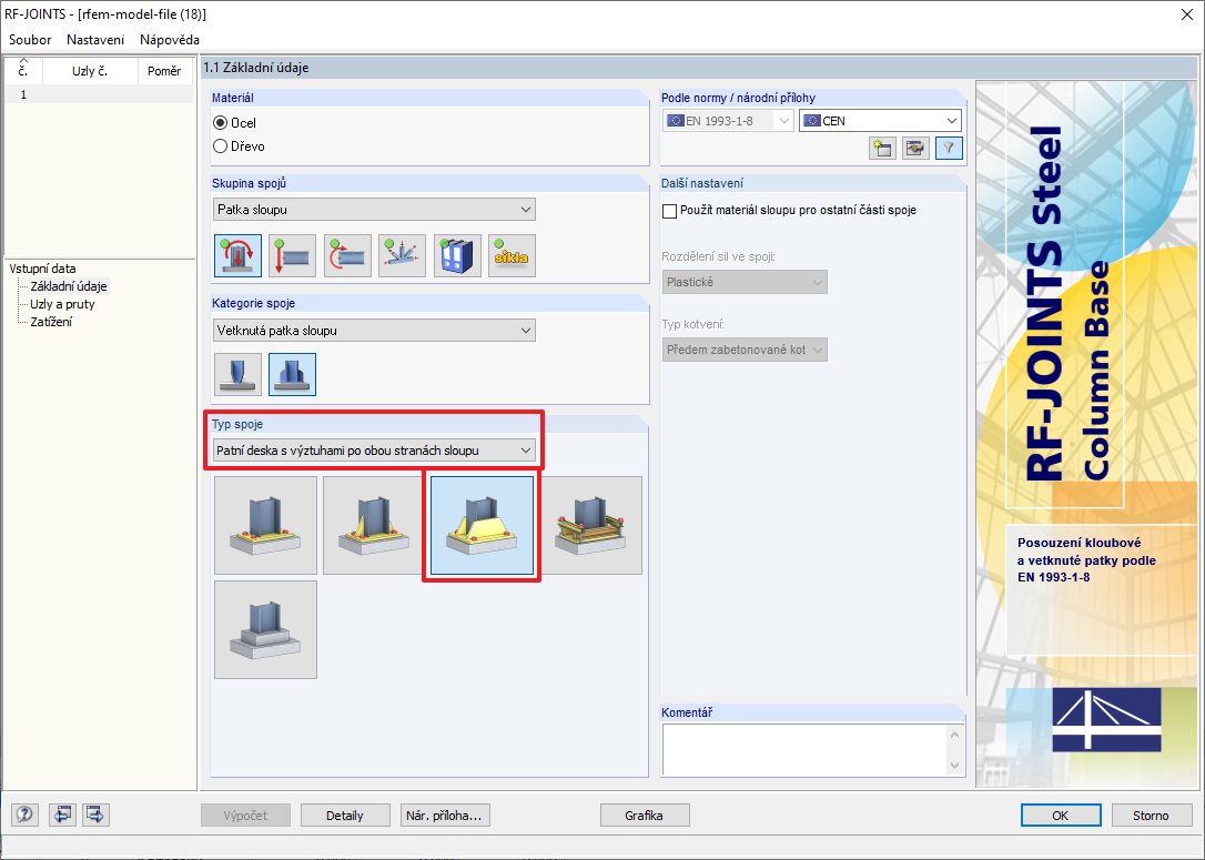 Kategorie a typ přípoje