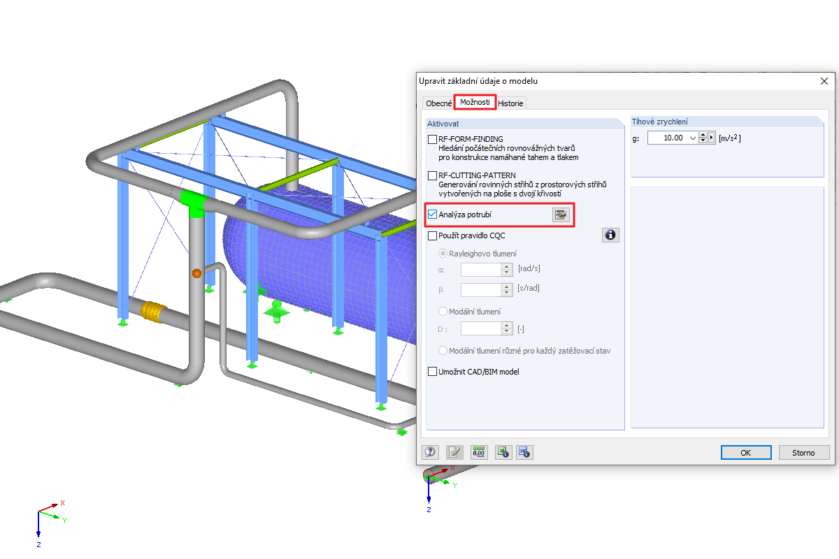Aktivace přídavného modulu v základních údajích