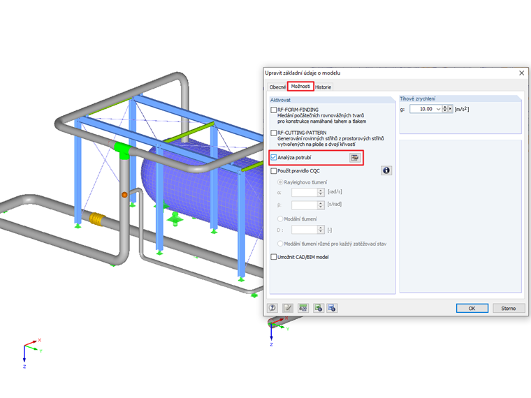 Aktivace přídavného modulu v základních údajích