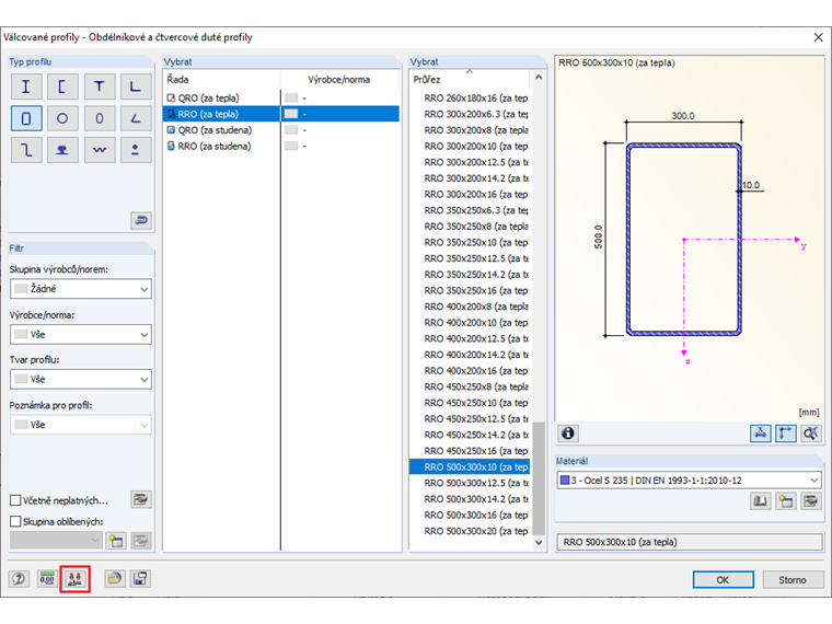 Průřez - Parametrické zadání