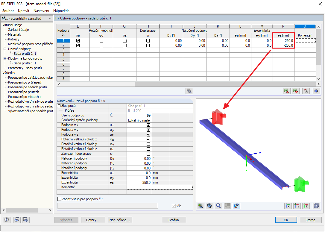 Úprava excentricity v přídavném modulu