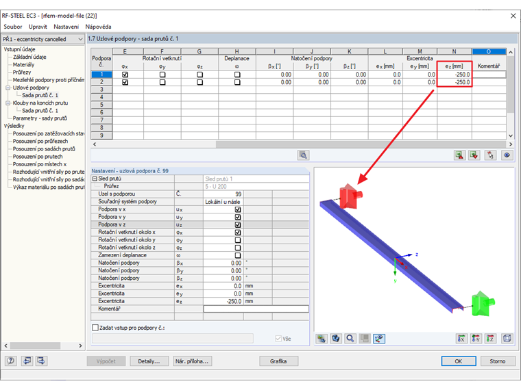 Úprava excentricity v přídavném modulu