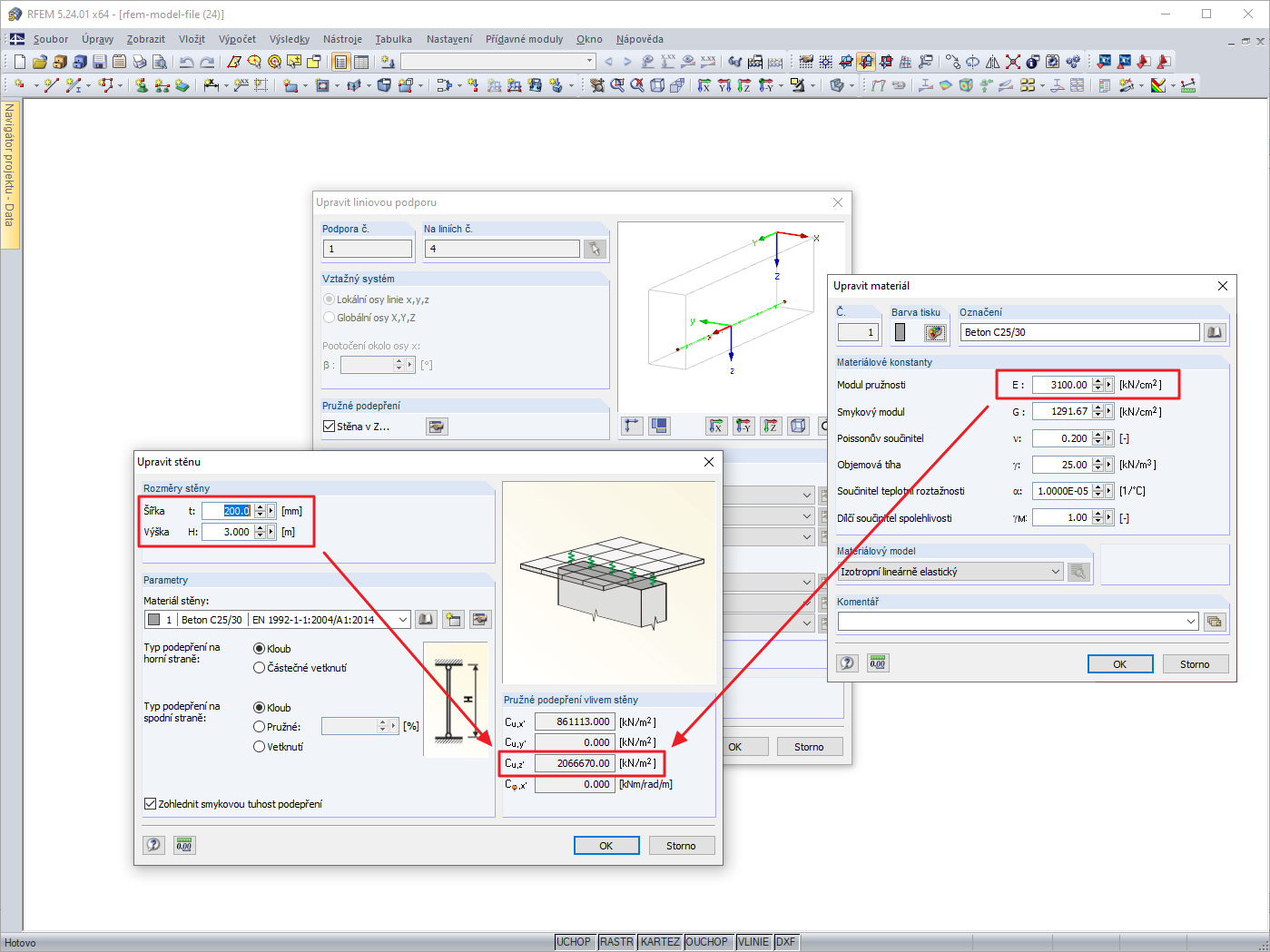 Pružná podpora z důvodu sloupu