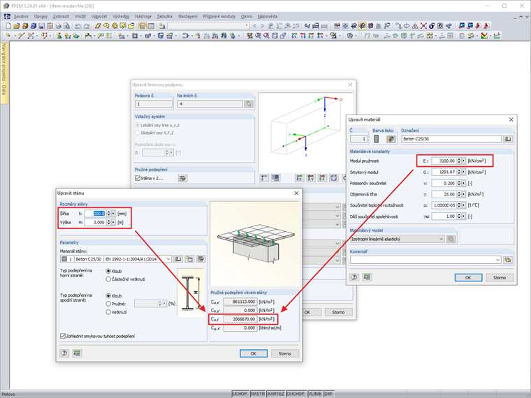 Pružná podpora z důvodu sloupu