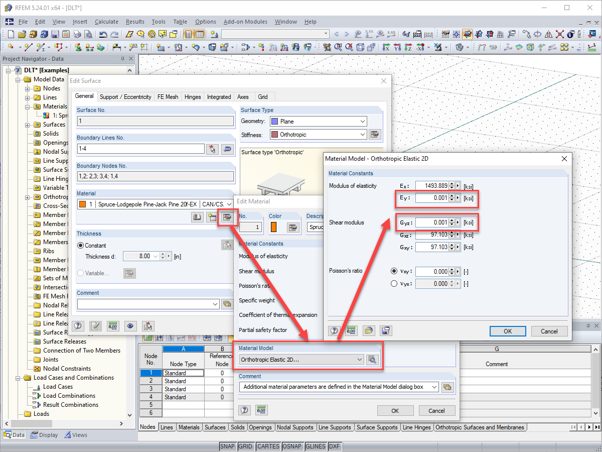 Úprava ortotropního elastického 2D materiálu pro DLT nebo NLT