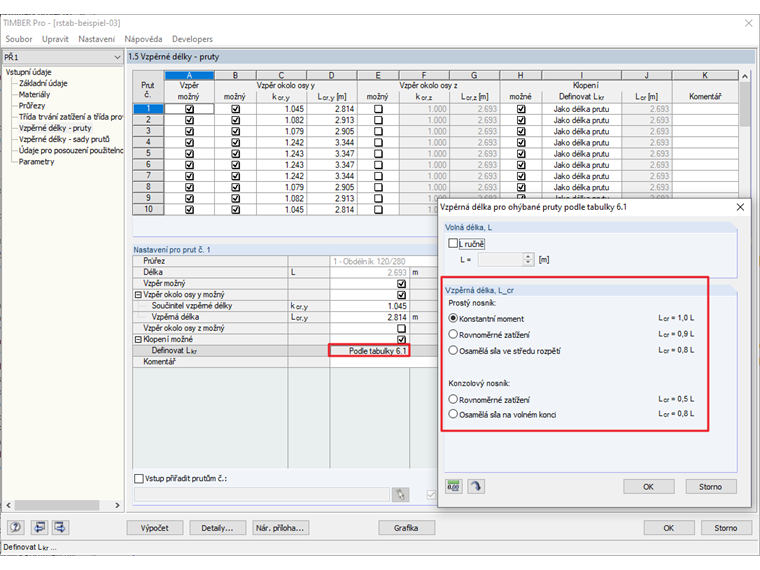 Úprava účinné délky