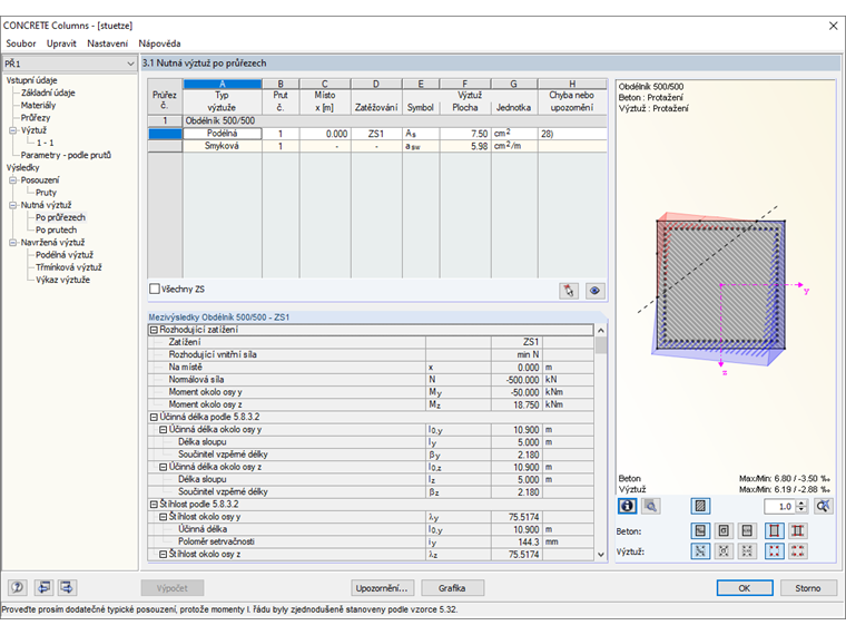 Přehled působících vnitřních sil pro posouzení