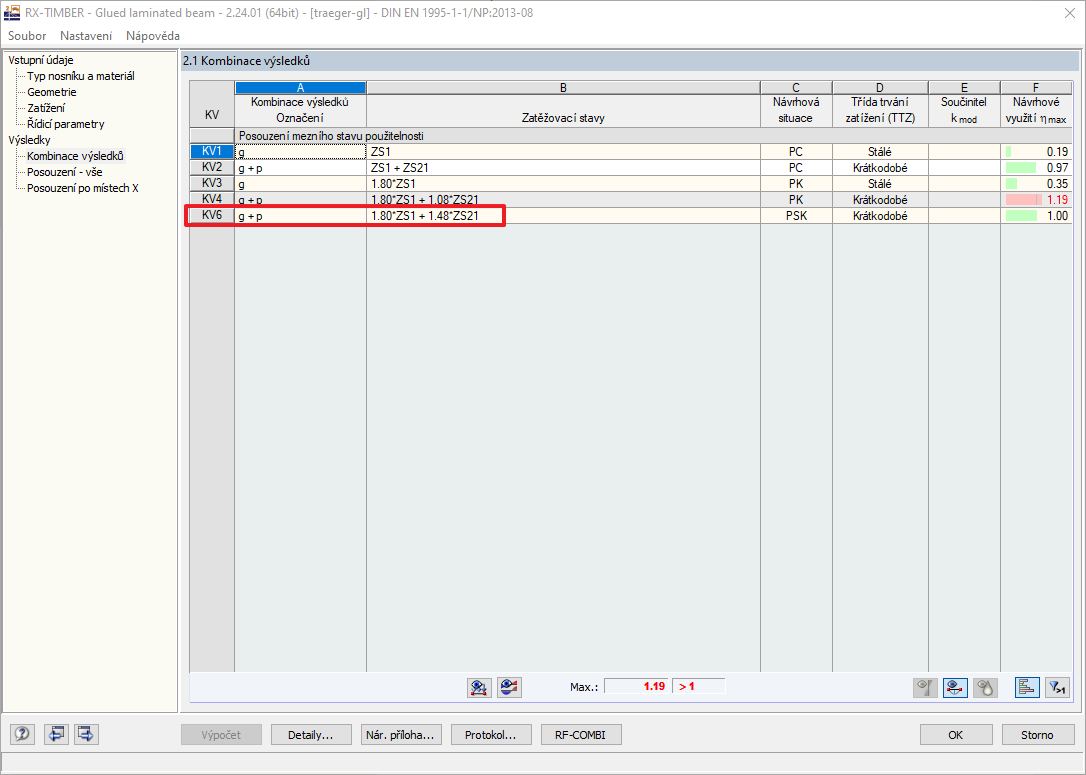 Dialog 2.1 Kombinace výsledků