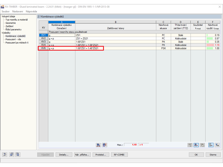 Dialog 2.1 Kombinace výsledků