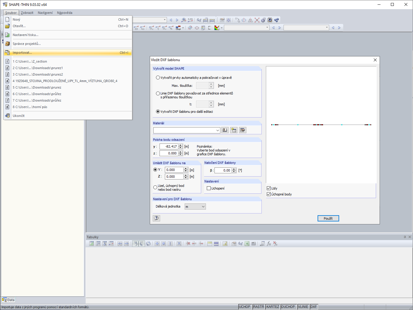 DXF se při Importu vykresluje do špatné roviny.