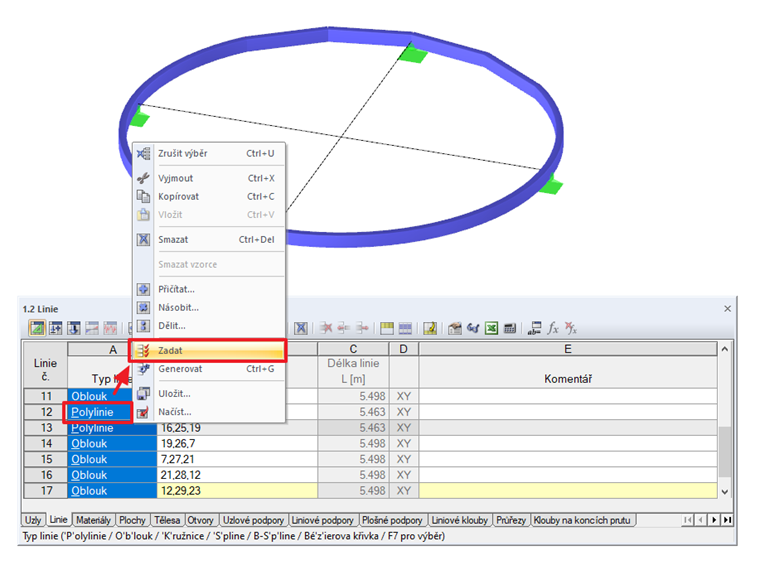 Změna typu linie všech vybraných linií