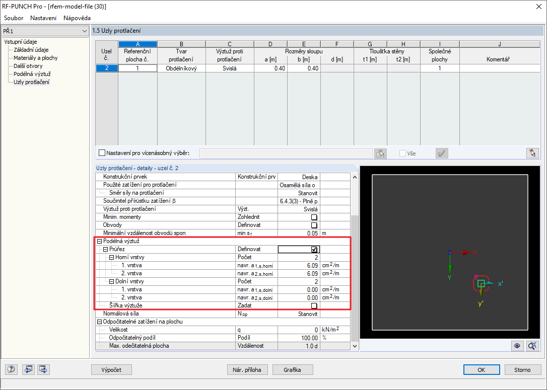 Ruční zadání podélné výztuže