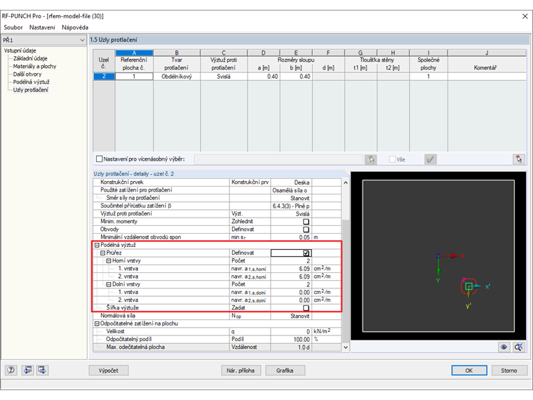 Ruční zadání podélné výztuže