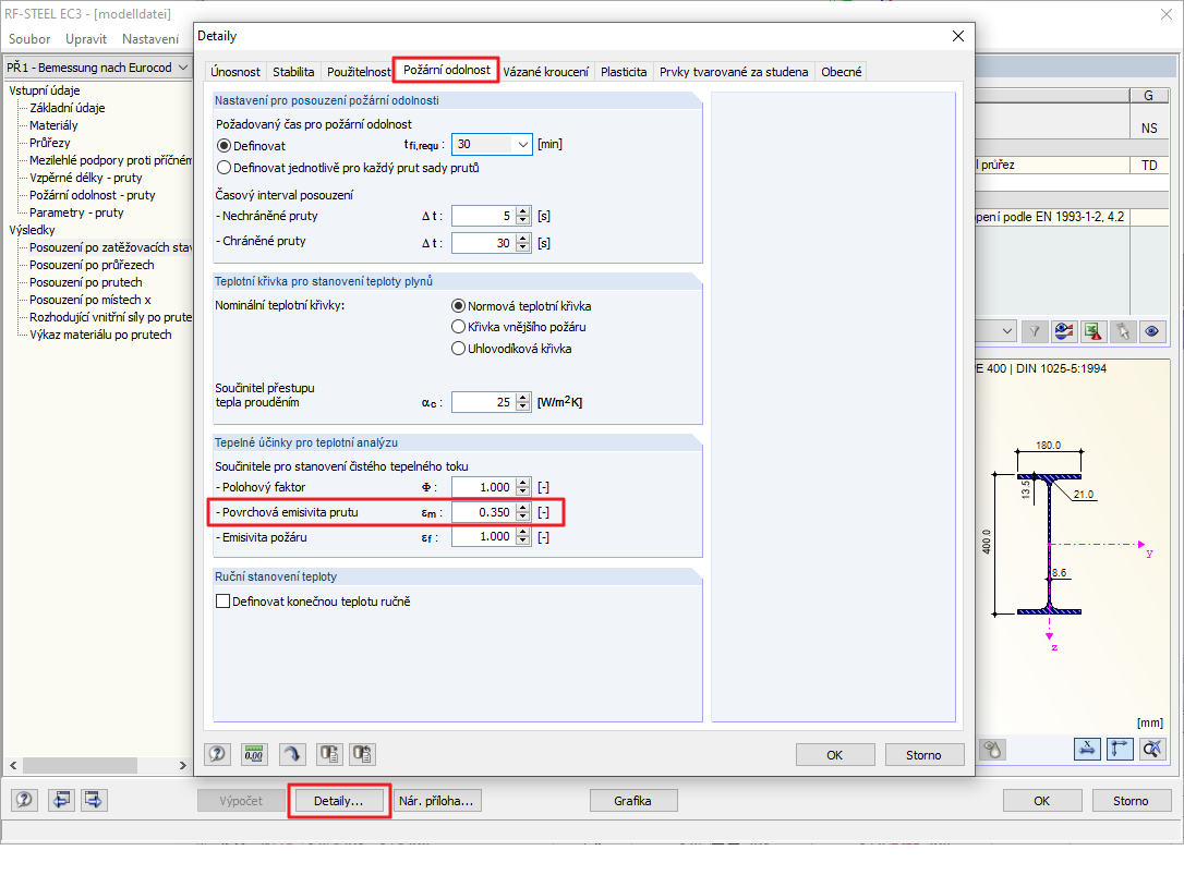 Zadání údajů pro požární ochranu