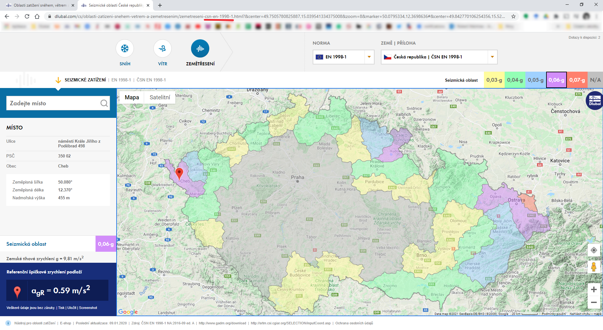 Zadání normy adresní řádce URL