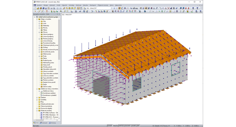 Vygenerovaný zatěžovací stav z RWIND Simulation