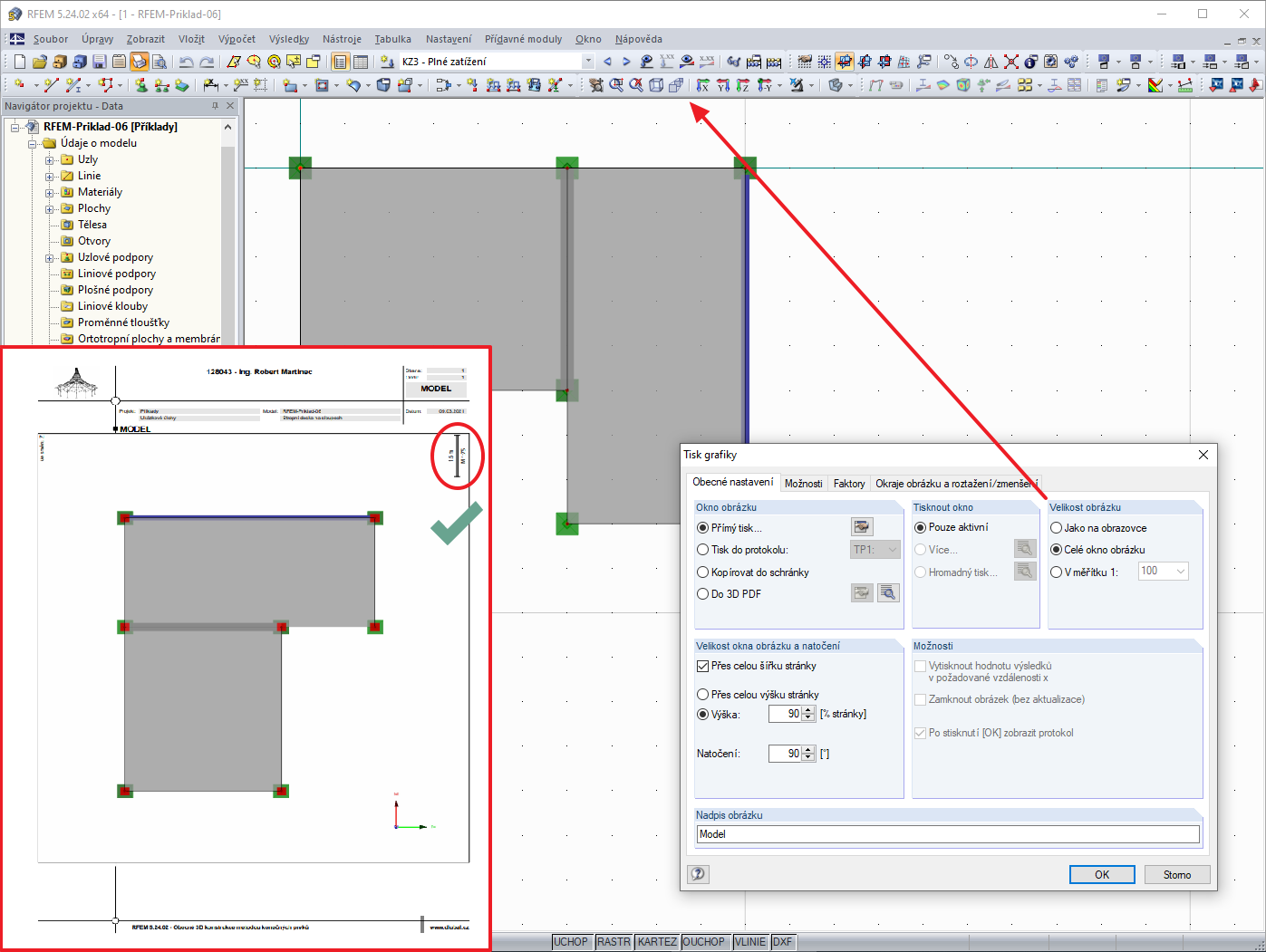 Perspektivní pohled deaktivován - měřítko se zobrazí