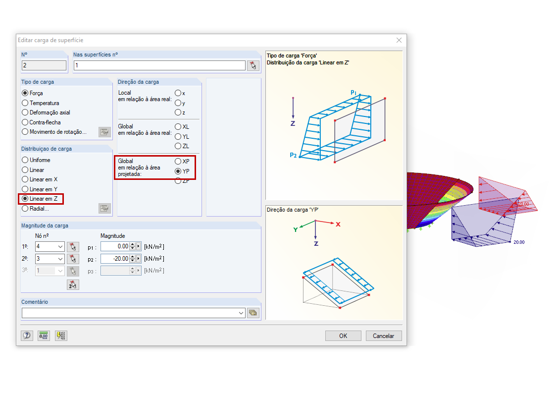 Vodorovné zatížení na ploše ve tvaru násypky