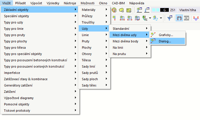 Nabídka ' Vložit '